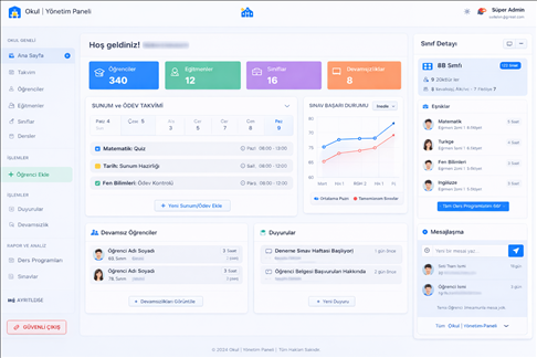Okul , Dershane ve Kurs Yönetim Sistemi