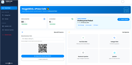 Restourant , Cafe ve Otel QR Menü Sistemi